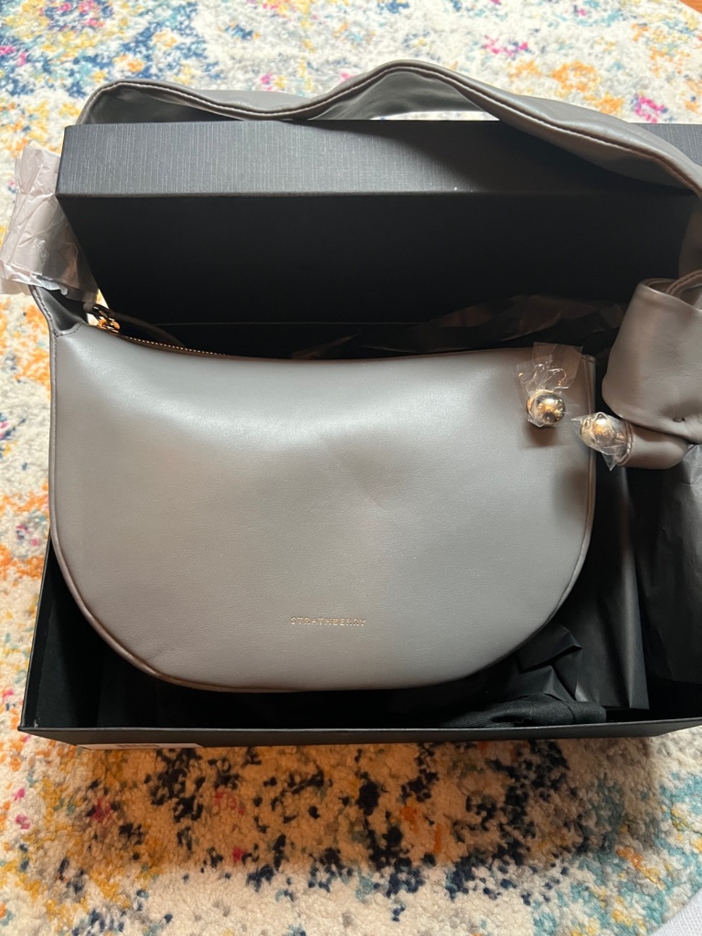 NWT Strathberry Gray Leather Halo Shoulder Bag